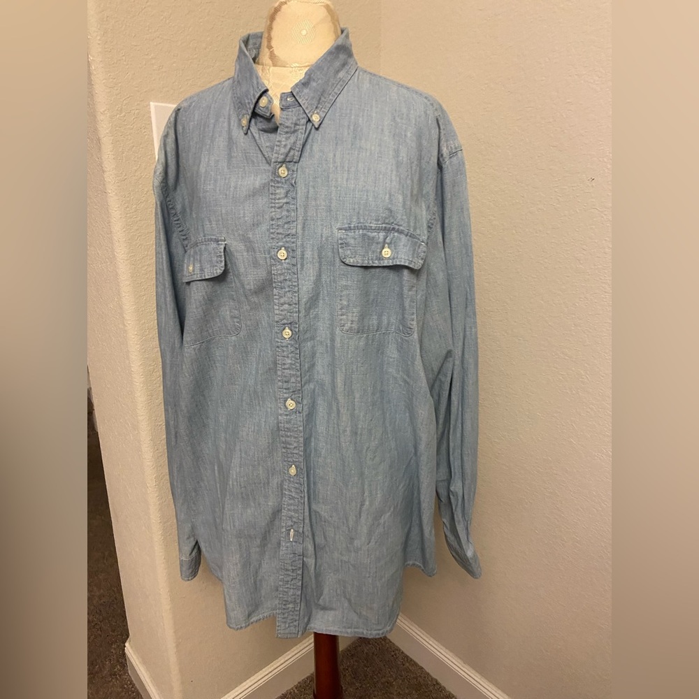 Chaps Light Blue Button-Up Shirt - image 1